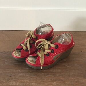 Fly London Yiva perforated lace up wedge EU38